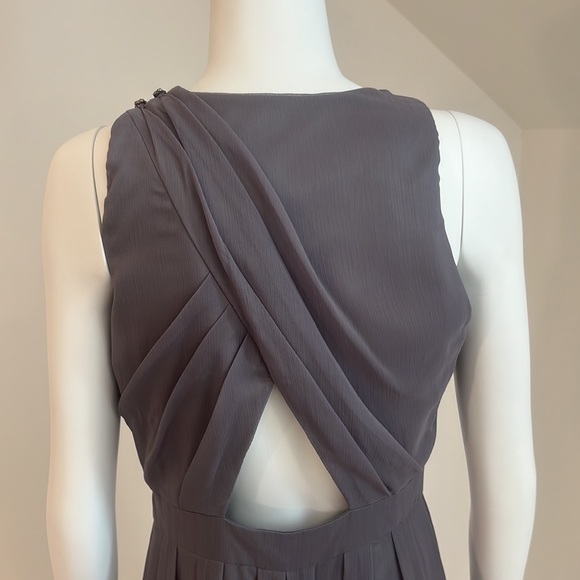 Sample Lela Rose size 10 Charcoal Gray Crinkle Chiffon NWT - Picture 6 of 8